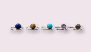 925 Silver Adjustable Gemstone Ring with Lapiz, Turquoise, Labradorite, Amethyst, and Tiger's Eye Gem Stones