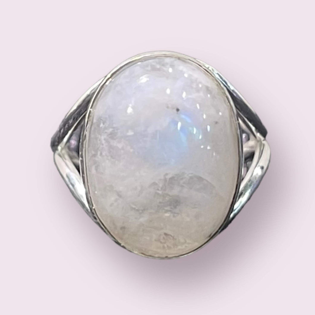 Elegant Adjustable Sterling Silver Gemstone Rings: Moonstone, Amethyst, Lapis, Labradorite, Tiger's Eye, and Onyx