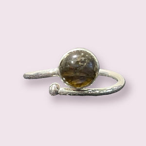 925 Silver Adjustable Gemstone Ring with Lapiz, Turquoise, Labradorite, Amethyst, and Tiger's Eye Gem Stones