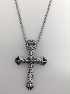 Enhanced Cross Silver color Stainless  Steel Pendant Necklace