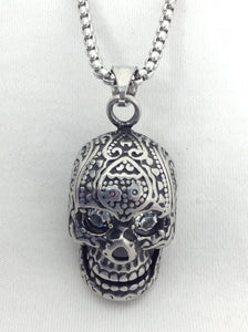 Enhanced Skull head Silver color Stainless  Steel Pendant Necklace