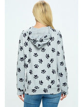 Paw-some Style: Stay Cozy in Style with Our Black Paw Print Thin UNISEX Hoodie on Gray Background - Perfect for Pet Lovers!