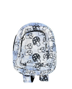 Vibrant Small Cute sized Sky Blue Tie Dye Mushroom Vegan Handmade Backpack  for Adventure Seekers and Festivals