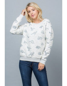 Comfy Holiday Dinosaur sweatshirt Sweater Women's perfect gift comfortable cute soft crew neck sweatshirt DINOSAURS Print