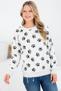 Dog Paw Sweatshirt - Dog Lover Gift - Dog Mom Crewneck - Women's Cozy Cute Soft Sweatshirt - Dog Paws Print - Animal Lover Crewneck