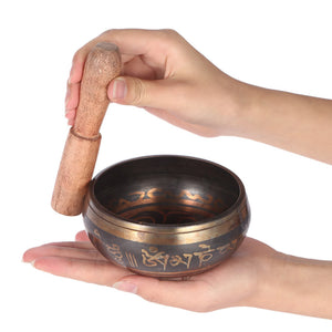 Exquisite 3.9 inch Handmade Tibetan Bell Metal Singing Bowl with Striker for Buddhism Buddhist Meditation & Healing Relaxation